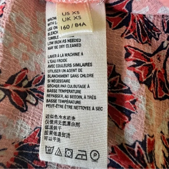 Free People Dani Sheer Boho Festival Floral Paisley Animal Print Button Blouse S - Picture 7 of 9